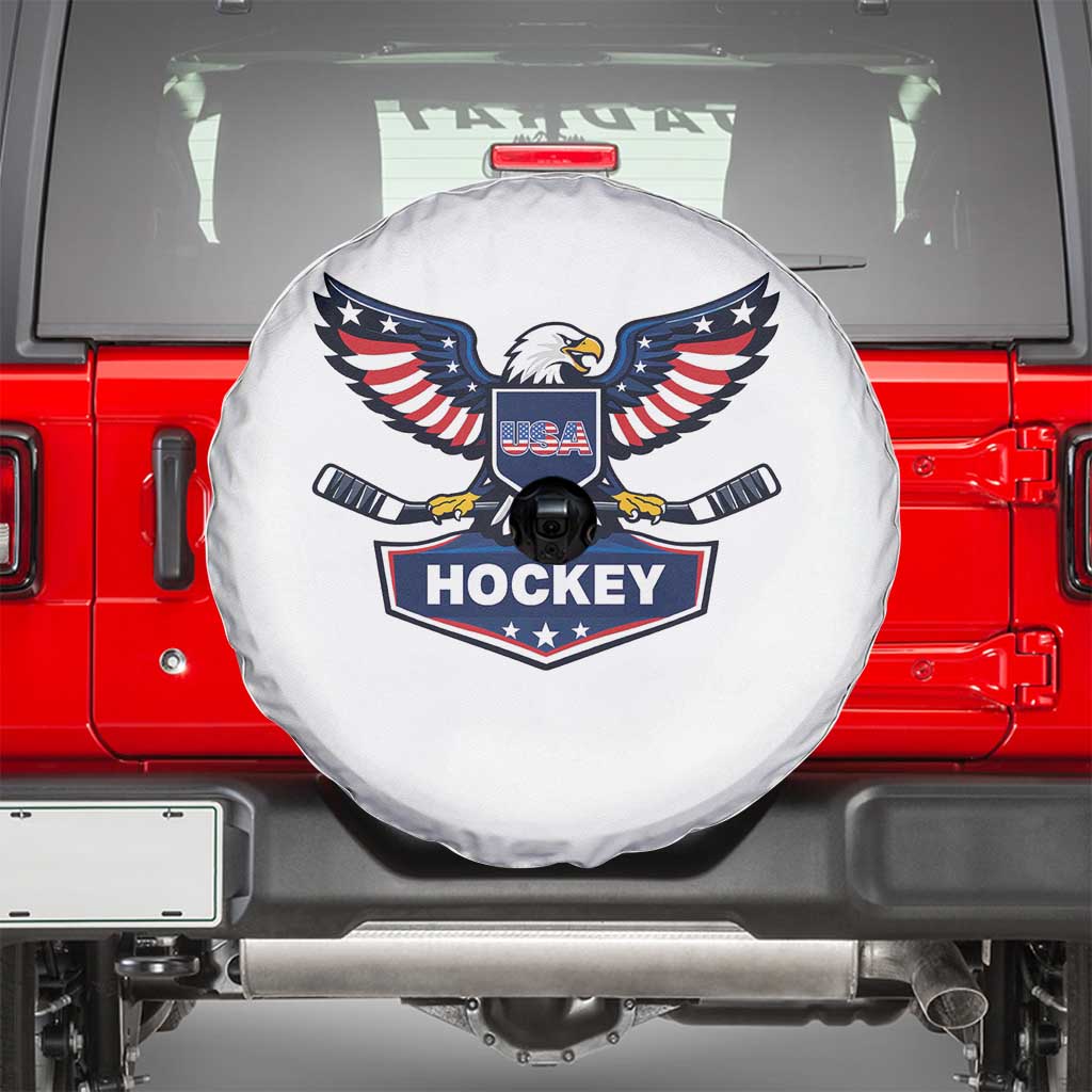Screaming American Eagle Hockey Pride Graphic Spare Tire Cover Proud USA Ice Sticks Sports Fan TS02 White Print Your Wear