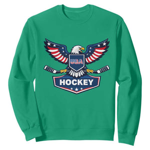 Screaming American Eagle Hockey Pride Graphic Sweatshirt Proud USA Ice Sticks Sports Fan TS02 Irish Green Print Your Wear