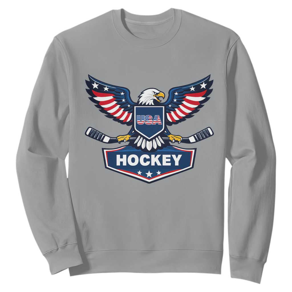Screaming American Eagle Hockey Pride Graphic Sweatshirt Proud USA Ice Sticks Sports Fan TS02 Sport Gray Print Your Wear