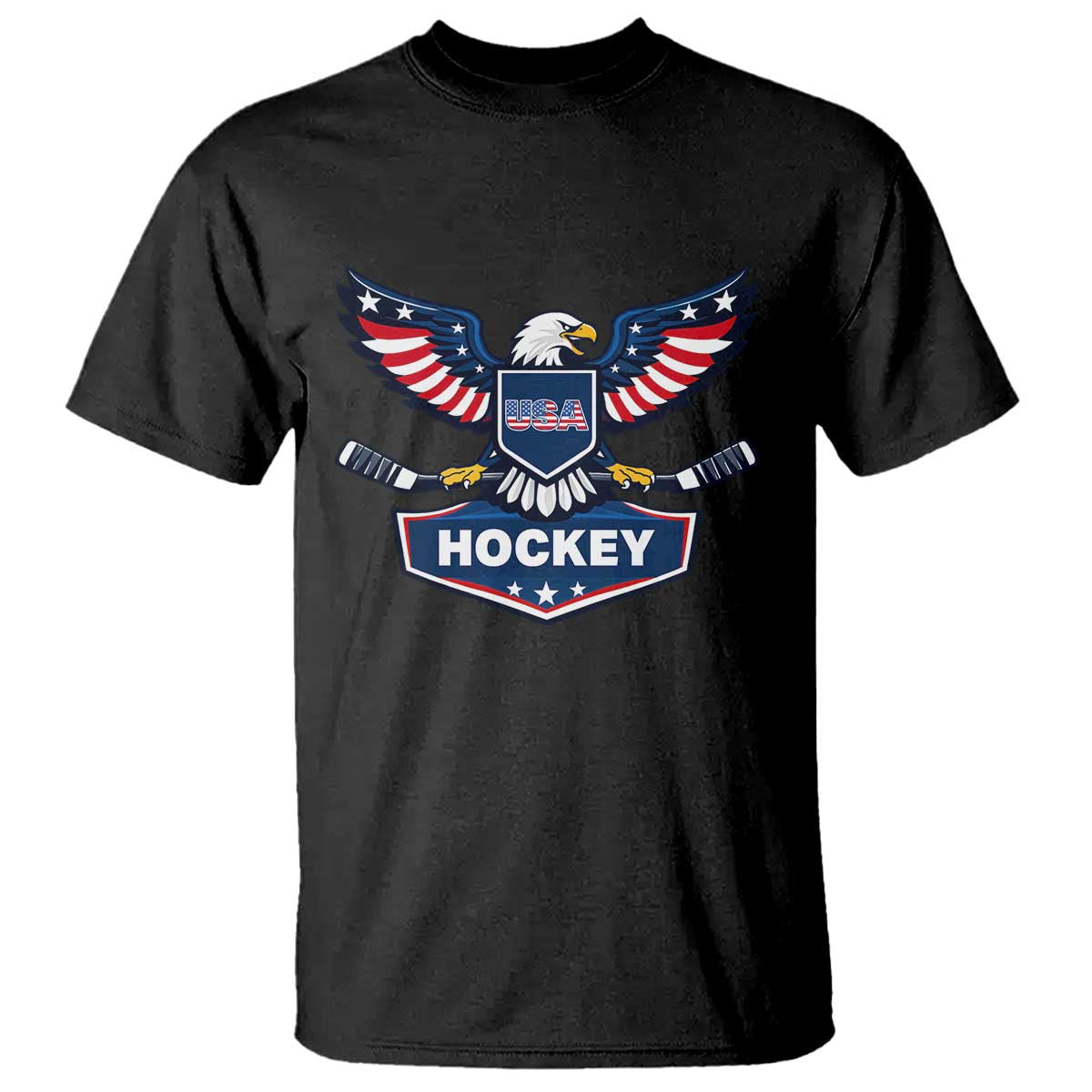 Screaming American Eagle Hockey Pride Graphic T Shirt Proud USA Ice Sticks Sports Fan TS02 Black Print Your Wear