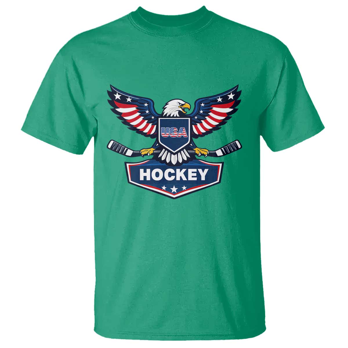 Screaming American Eagle Hockey Pride Graphic T Shirt Proud USA Ice Sticks Sports Fan TS02 Irish Green Print Your Wear