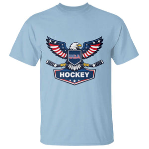 Screaming American Eagle Hockey Pride Graphic T Shirt Proud USA Ice Sticks Sports Fan TS02 Light Blue Print Your Wear