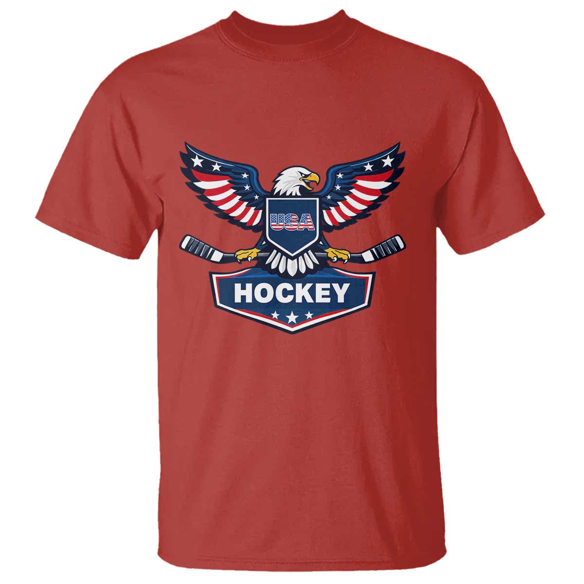 Screaming American Eagle Hockey Pride Graphic T Shirt Proud USA Ice Sticks Sports Fan TS02 Red Print Your Wear