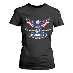 Screaming American Eagle Hockey Pride Graphic T Shirt For Women Proud USA Ice Sticks Sports Fan TS02 Black Print Your Wear