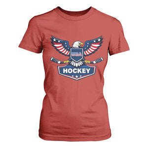 Screaming American Eagle Hockey Pride Graphic T Shirt For Women Proud USA Ice Sticks Sports Fan TS02 Red Print Your Wear
