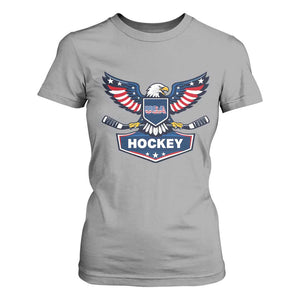 Screaming American Eagle Hockey Pride Graphic T Shirt For Women Proud USA Ice Sticks Sports Fan TS02 Sport Gray Print Your Wear