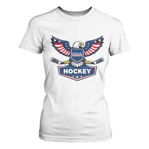Screaming American Eagle Hockey Pride Graphic T Shirt For Women Proud USA Ice Sticks Sports Fan TS02 White Print Your Wear