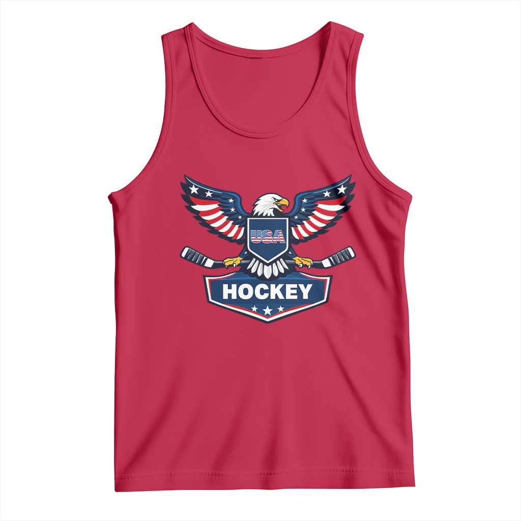 Screaming American Eagle Hockey Pride Graphic Tank Top Proud USA Ice Sticks Sports Fan TS02 Red Print Your Wear