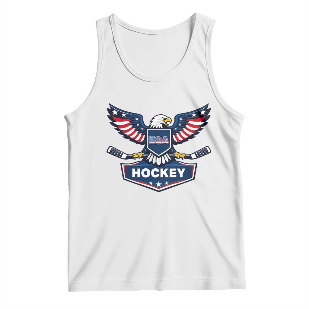 Screaming American Eagle Hockey Pride Graphic Tank Top Proud USA Ice Sticks Sports Fan TS02 White Print Your Wear