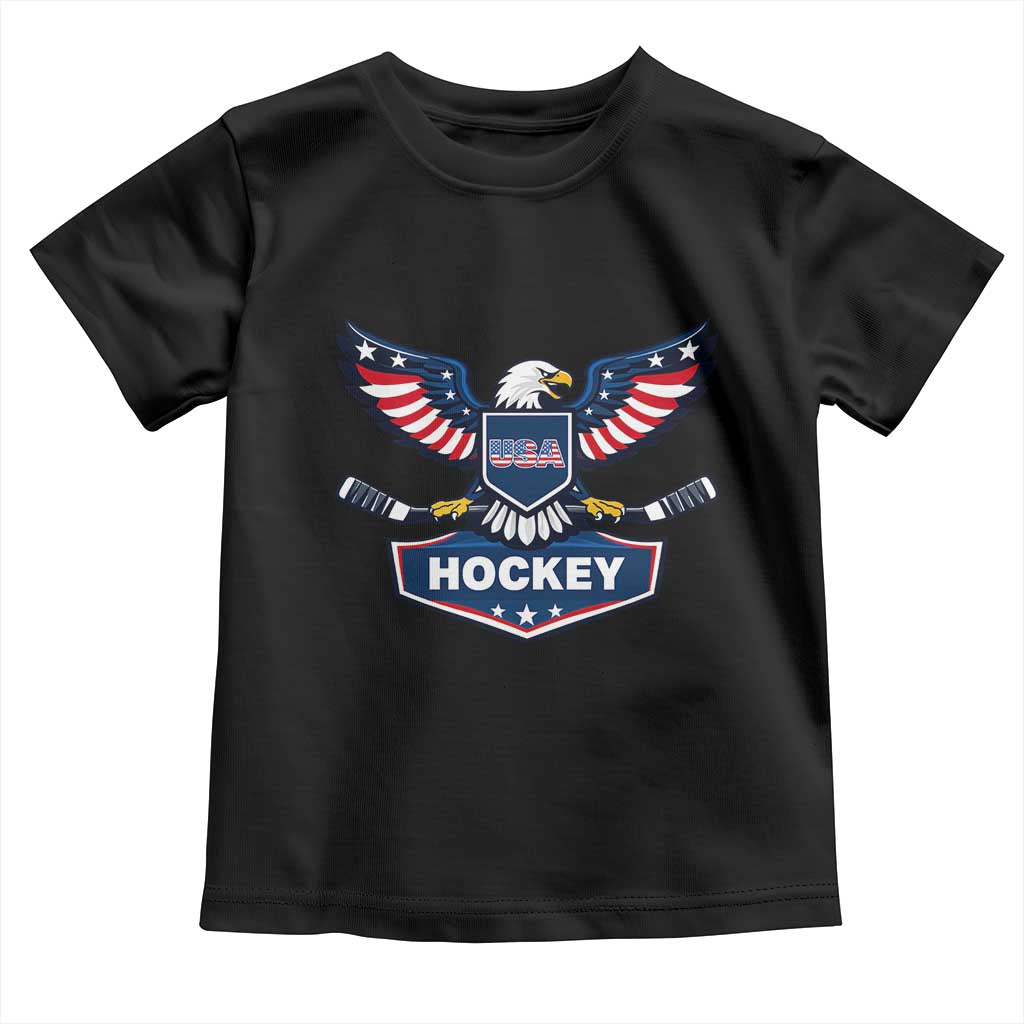 Screaming American Eagle Hockey Pride Graphic Toddler T Shirt Proud USA Ice Sticks Sports Fan TS02 Black Print Your Wear