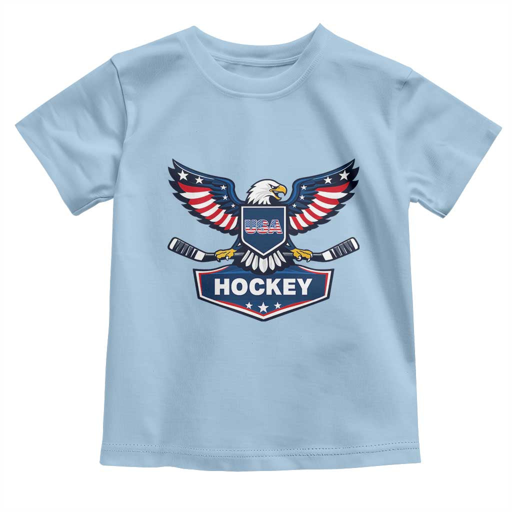 Screaming American Eagle Hockey Pride Graphic Toddler T Shirt Proud USA Ice Sticks Sports Fan TS02 Light Blue Print Your Wear