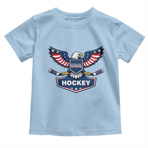 Screaming American Eagle Hockey Pride Graphic Toddler T Shirt Proud USA Ice Sticks Sports Fan TS02 Light Blue Print Your Wear