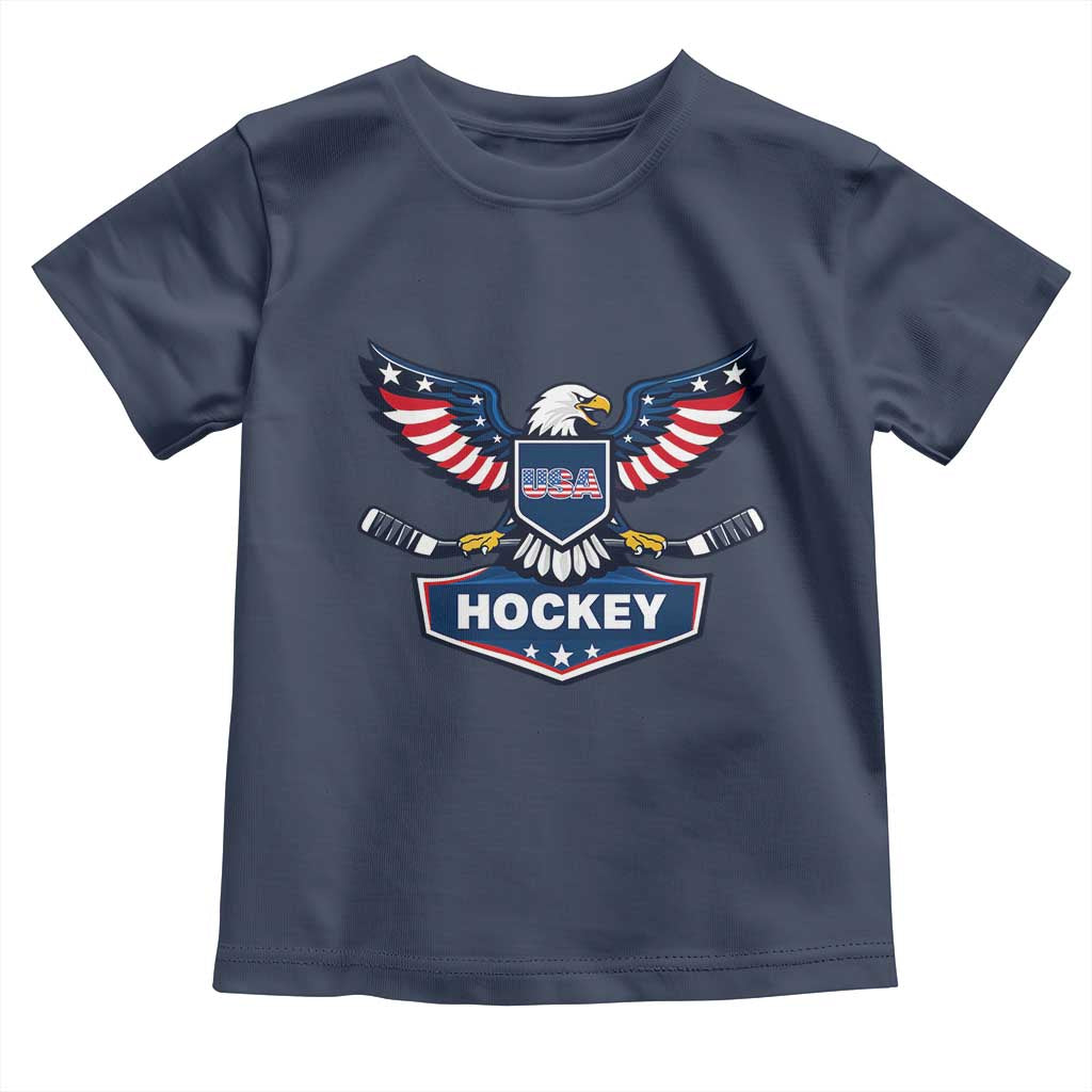 Screaming American Eagle Hockey Pride Graphic Toddler T Shirt Proud USA Ice Sticks Sports Fan TS02 Navy Print Your Wear