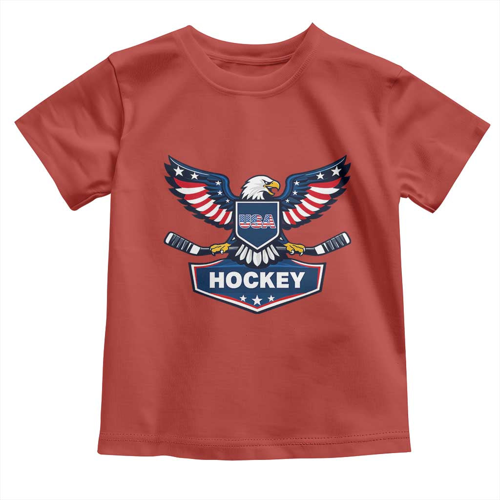 Screaming American Eagle Hockey Pride Graphic Toddler T Shirt Proud USA Ice Sticks Sports Fan TS02 Red Print Your Wear