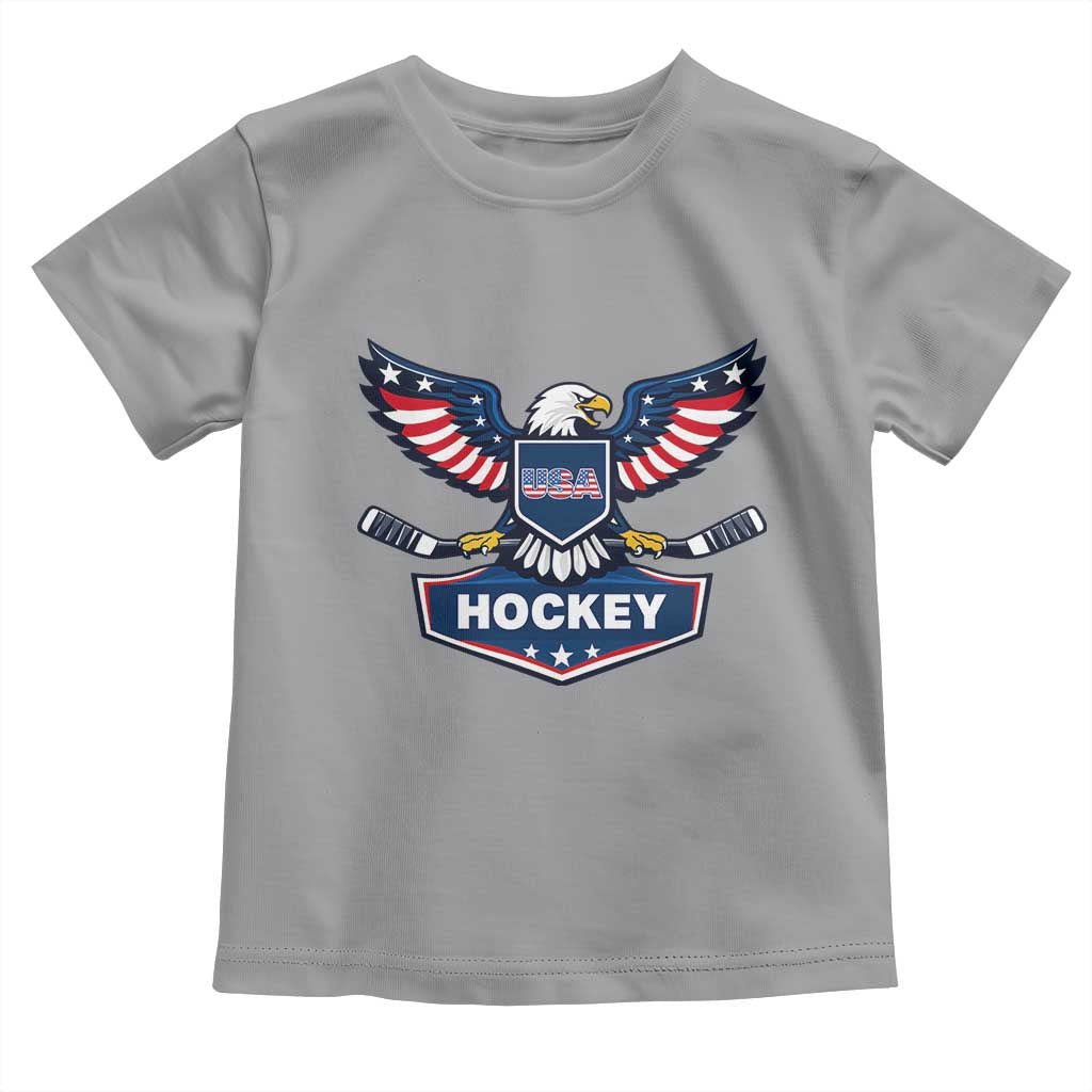 Screaming American Eagle Hockey Pride Graphic Toddler T Shirt Proud USA Ice Sticks Sports Fan TS02 Sport Gray Print Your Wear