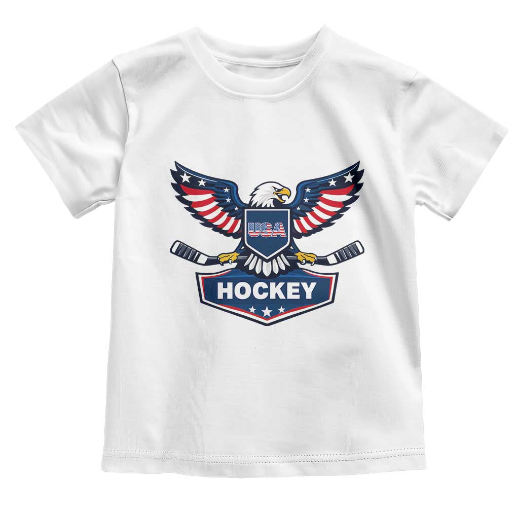Screaming American Eagle Hockey Pride Graphic Toddler T Shirt Proud USA Ice Sticks Sports Fan TS02 White Print Your Wear
