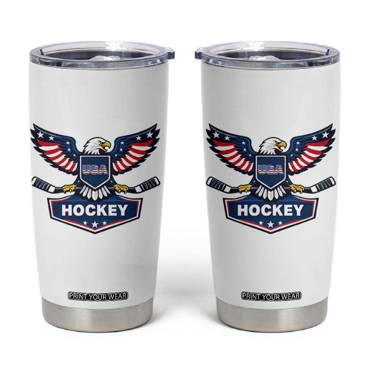 Screaming American Eagle Hockey Pride Graphic Tumbler Cup Proud USA Ice Sticks Sports Fan TS02 White Print Your Wear