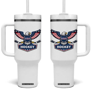 Screaming American Eagle Hockey Pride Graphic Tumbler With Handle Proud USA Ice Sticks Sports Fan TS02 One Size: 40 oz White Print Your Wear