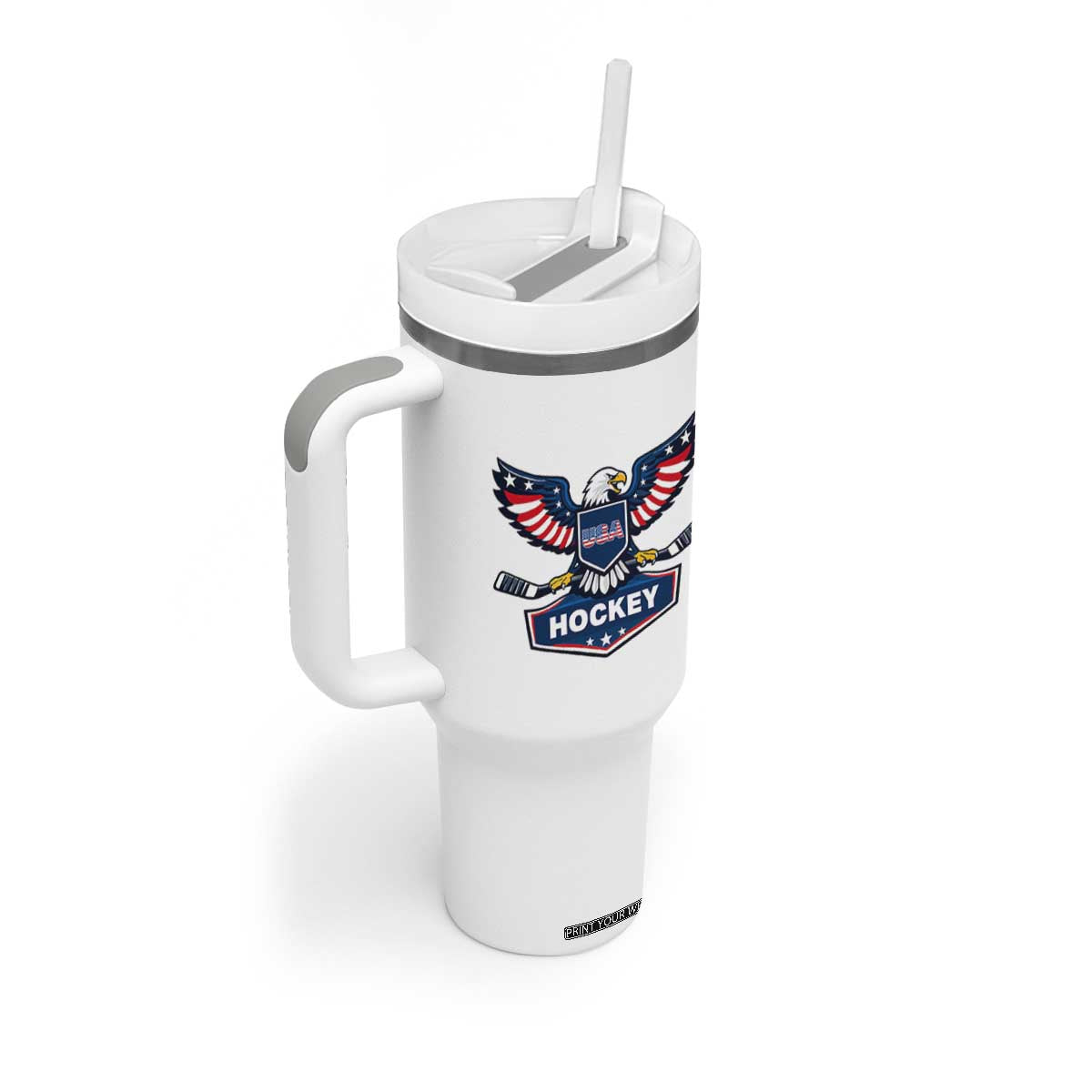 Screaming American Eagle Hockey Pride Graphic Tumbler With Handle Proud USA Ice Sticks Sports Fan TS02 Print Your Wear