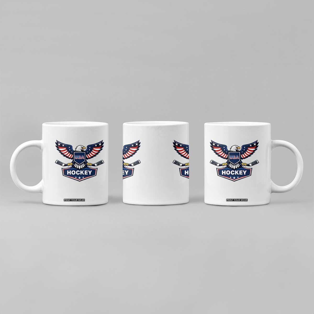 Screaming American Eagle Hockey Pride Graphic Coffee Mug Proud USA Ice Sticks Sports Fan TS02 Print Your Wear