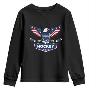 Screaming American Eagle Hockey Pride Graphic Youth Sweatshirt Proud USA Ice Sticks Sports Fan TS02 Black Print Your Wear