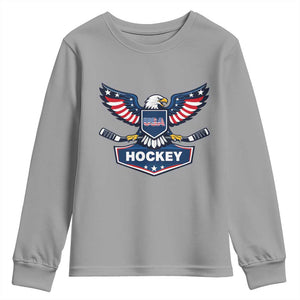 Screaming American Eagle Hockey Pride Graphic Youth Sweatshirt Proud USA Ice Sticks Sports Fan TS02 Sport Gray Print Your Wear