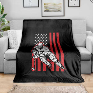Patriotic American Flag Ice Hockey Player Throw Blanket Stars And Stripes Sports Graphic TS02 Print Your Wear