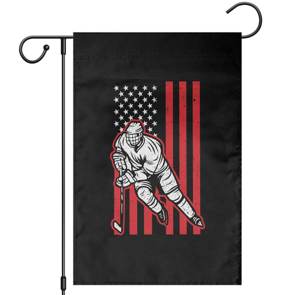 Patriotic American Flag Ice Hockey Player Garden Flag Stars And Stripes Sports Graphic TS02 Black Print Your Wear