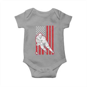 Patriotic American Flag Ice Hockey Player Baby Onesie Stars And Stripes Sports Graphic TS02 Sport Gray Print Your Wear