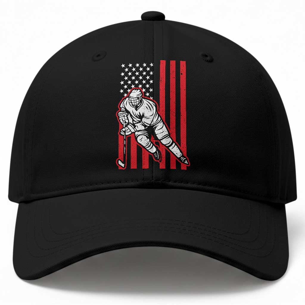 Patriotic American Flag Ice Hockey Player Baseball Cap Stars And Stripes Sports Graphic TS02 Print Your Wear