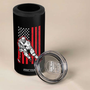 Patriotic American Flag Ice Hockey Player 4 in 1 Can Cooler Tumbler Stars And Stripes Sports Graphic TS02 Print Your Wear