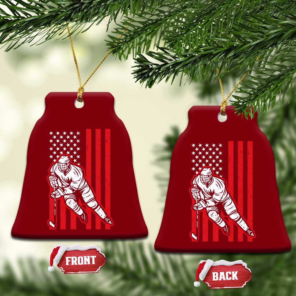 Patriotic American Flag Ice Hockey Player Ceramic Ornament Stars And Stripes Sports Graphic TS02 Print Your Wear