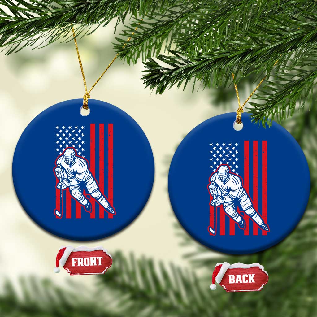 Patriotic American Flag Ice Hockey Player Ceramic Ornament Stars And Stripes Sports Graphic TS02 1pc Blue Print Your Wear