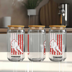 Patriotic American Flag Ice Hockey Player Glass Can Stars And Stripes Sports Graphic TS02 Print Your Wear