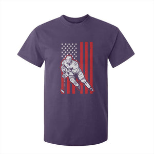 Patriotic American Flag Ice Hockey Player T Shirt For Kid Stars And Stripes Sports Graphic TS02 Purple Print Your Wear