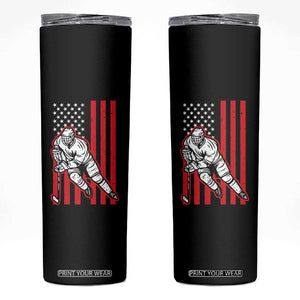 Patriotic American Flag Ice Hockey Player Skinny Tumbler Stars And Stripes Sports Graphic TS02 Black Print Your Wear