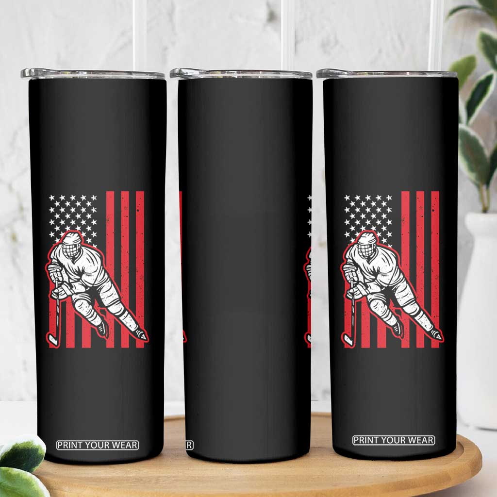 Patriotic American Flag Ice Hockey Player Skinny Tumbler Stars And Stripes Sports Graphic TS02 Print Your Wear