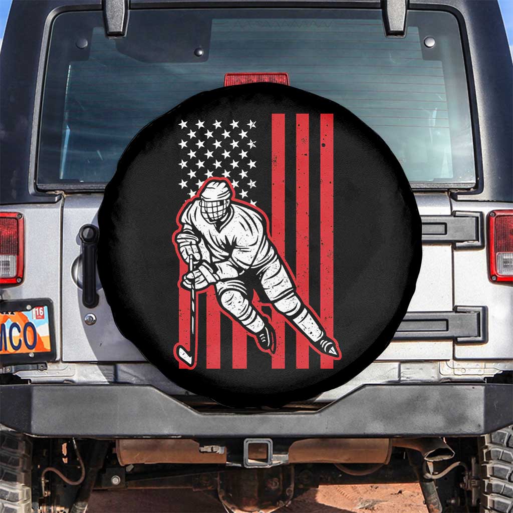 Patriotic American Flag Ice Hockey Player Spare Tire Cover Stars And Stripes Sports Graphic TS02 No hole Black Print Your Wear