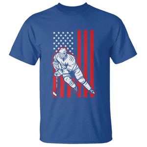 Patriotic American Flag Ice Hockey Player T Shirt Stars And Stripes Sports Graphic TS02 Royal Blue Print Your Wear