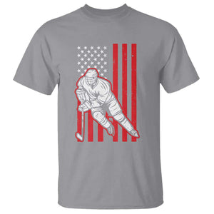 Patriotic American Flag Ice Hockey Player T Shirt Stars And Stripes Sports Graphic TS02 Sport Gray Print Your Wear