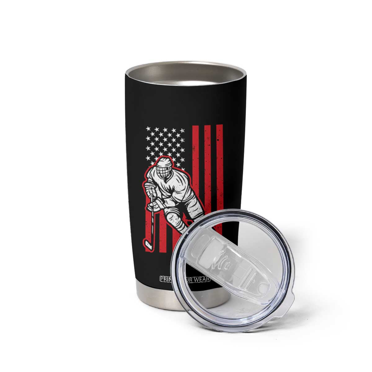 Patriotic American Flag Ice Hockey Player Tumbler Cup Stars And Stripes Sports Graphic TS02 Print Your Wear