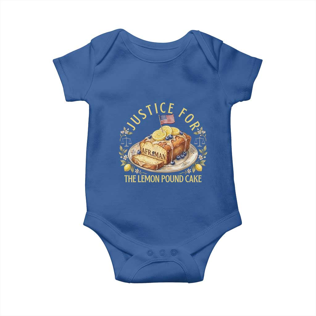 Justice for the Lemon Pound Cake Vintage Baby Onesie Funny Viral Meme Dessert Parody Rap Fans TS02 Royal Blue Print Your Wear