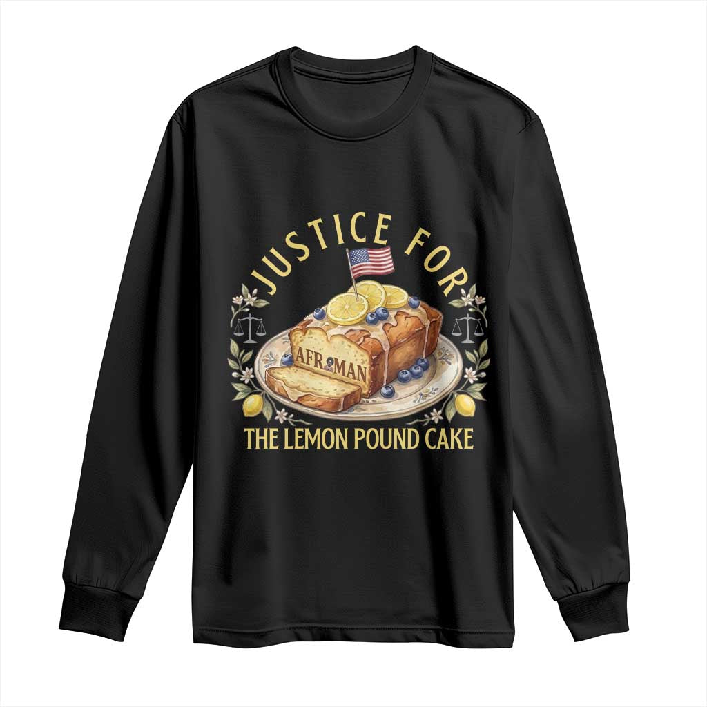 Justice for the Lemon Pound Cake Vintage Long Sleeve Shirt Funny Viral Meme Dessert Parody Rap Fans TS02 Black Print Your Wear