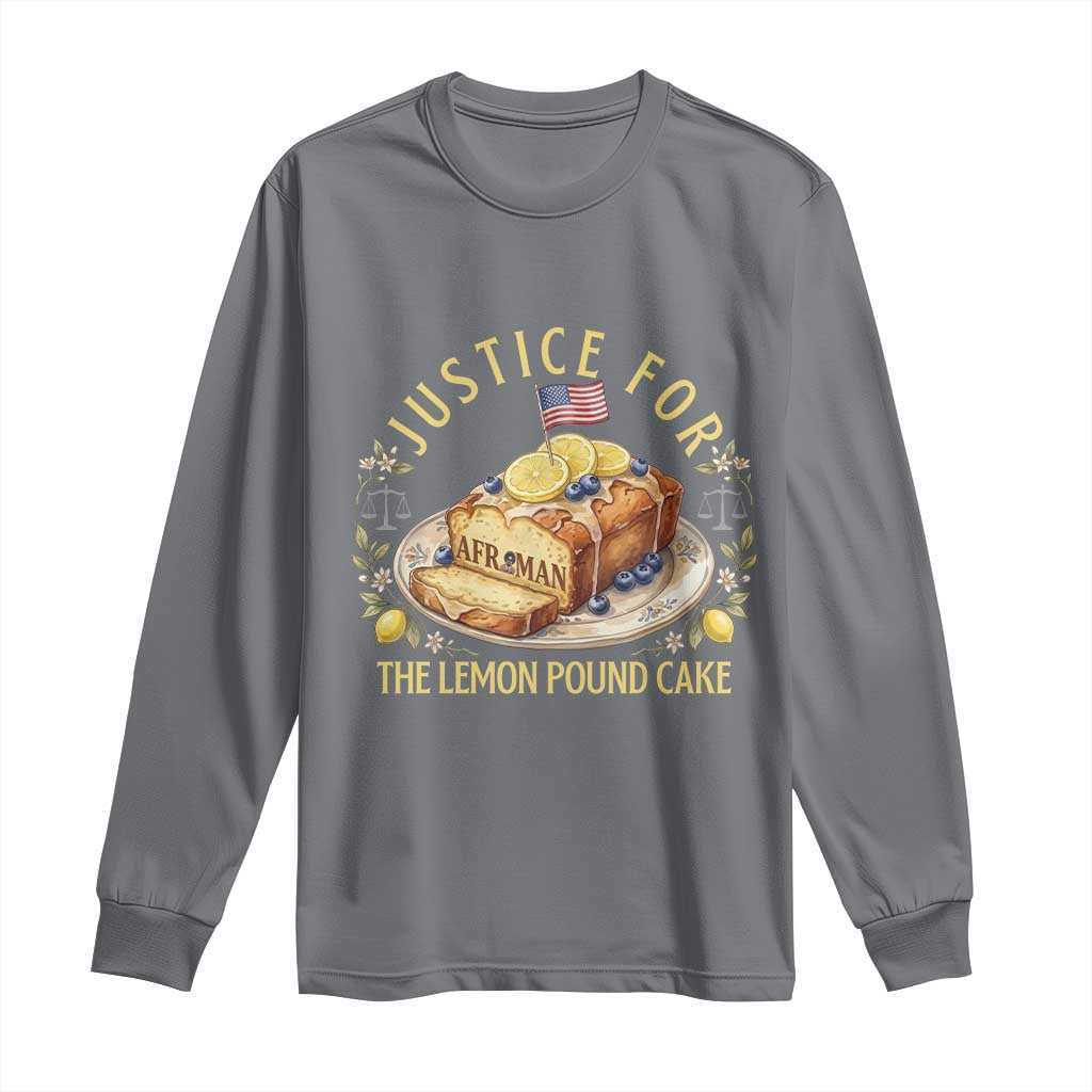 Justice for the Lemon Pound Cake Vintage Long Sleeve Shirt Funny Viral Meme Dessert Parody Rap Fans TS02 Charcoal Print Your Wear