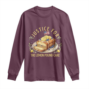 Justice for the Lemon Pound Cake Vintage Long Sleeve Shirt Funny Viral Meme Dessert Parody Rap Fans TS02 Maroon Print Your Wear