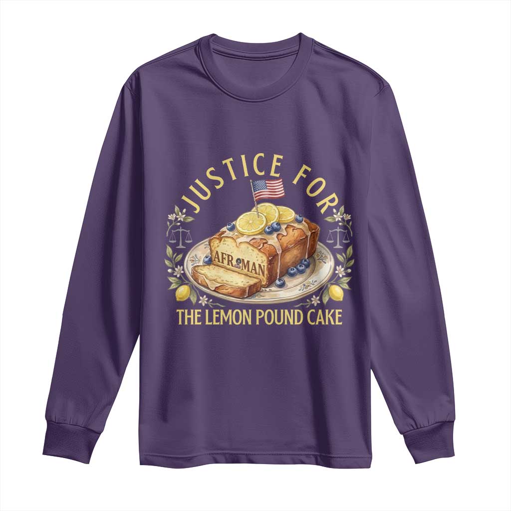 Justice for the Lemon Pound Cake Vintage Long Sleeve Shirt Funny Viral Meme Dessert Parody Rap Fans TS02 Purple Print Your Wear