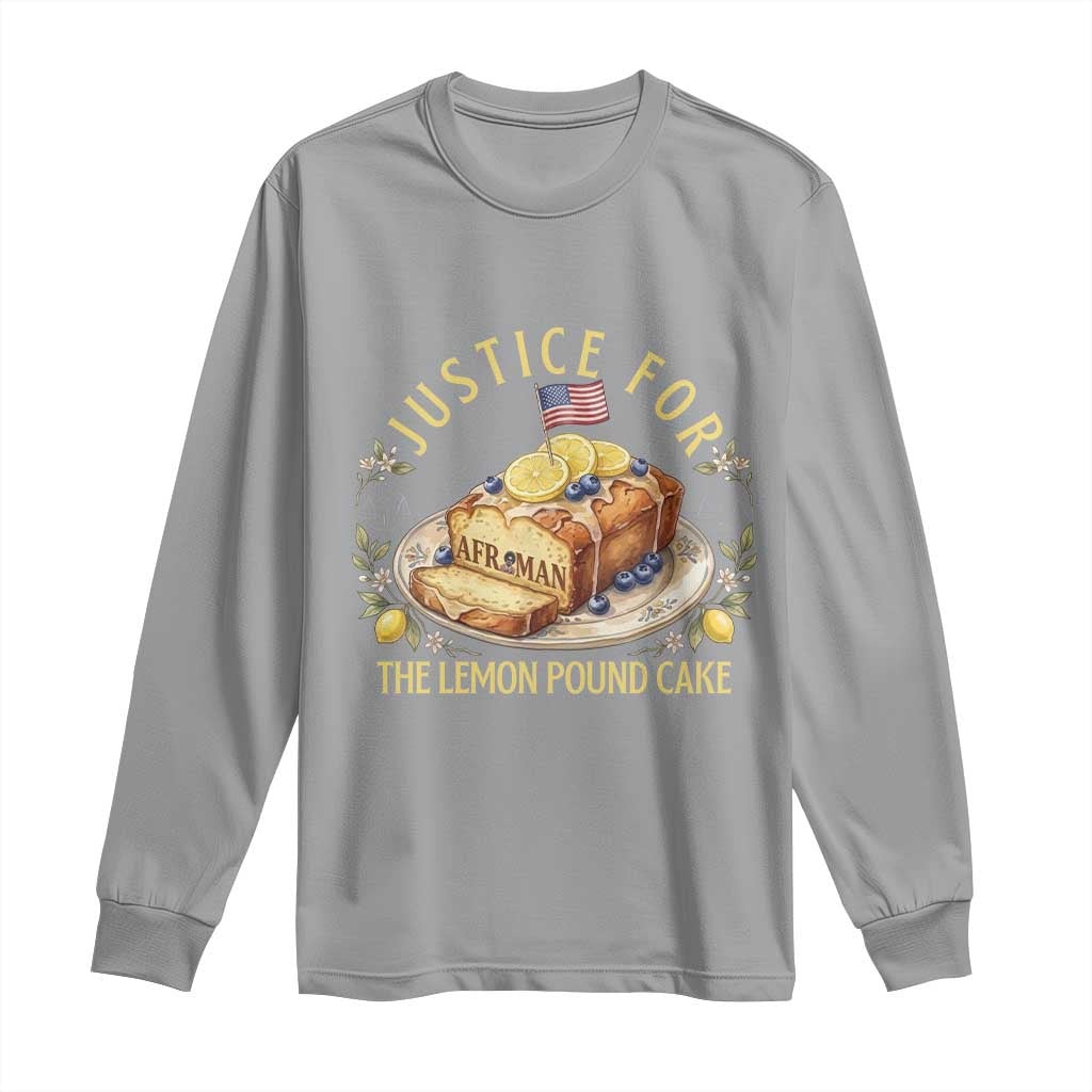 Justice for the Lemon Pound Cake Vintage Long Sleeve Shirt Funny Viral Meme Dessert Parody Rap Fans TS02 Sport Gray Print Your Wear