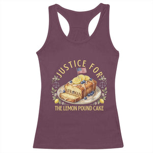 Justice for the Lemon Pound Cake Vintage Racerback Tank Top Funny Viral Meme Dessert Parody Rap Fans TS02 Maroon Print Your Wear