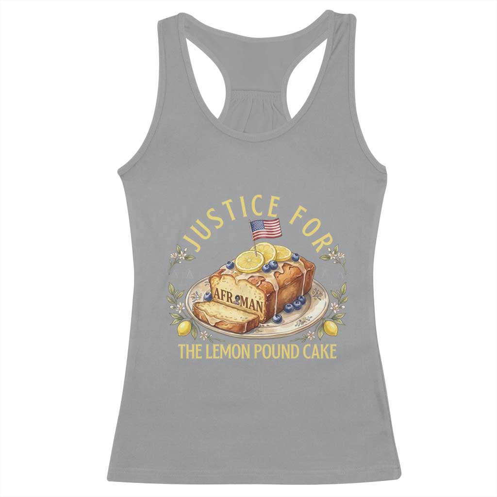 Justice for the Lemon Pound Cake Vintage Racerback Tank Top Funny Viral Meme Dessert Parody Rap Fans TS02 Sport Gray Print Your Wear