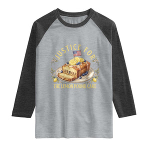 Justice for the Lemon Pound Cake Vintage Raglan Shirt Funny Viral Meme Dessert Parody Rap Fans TS02 Heather Gray Heather Charcoal Print Your Wear